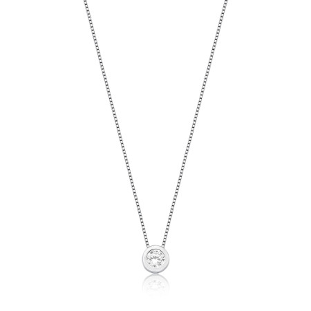 Gargantilha Prata c/ Ródio Ponto Luz Embutido 6mm