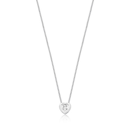 Gargantilha Prata c/ Ródio Ponto Luz Coração Embutido 6mm