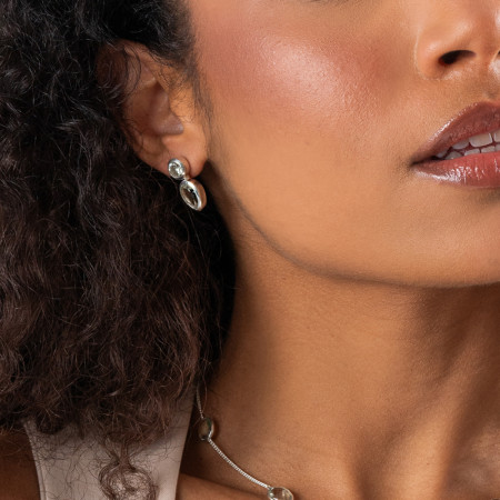 Brinco Prata Gota Ametista Verde Natural