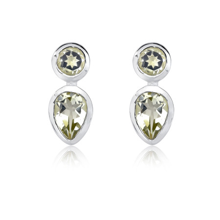 Brinco Prata Gota Ametista Verde Natural