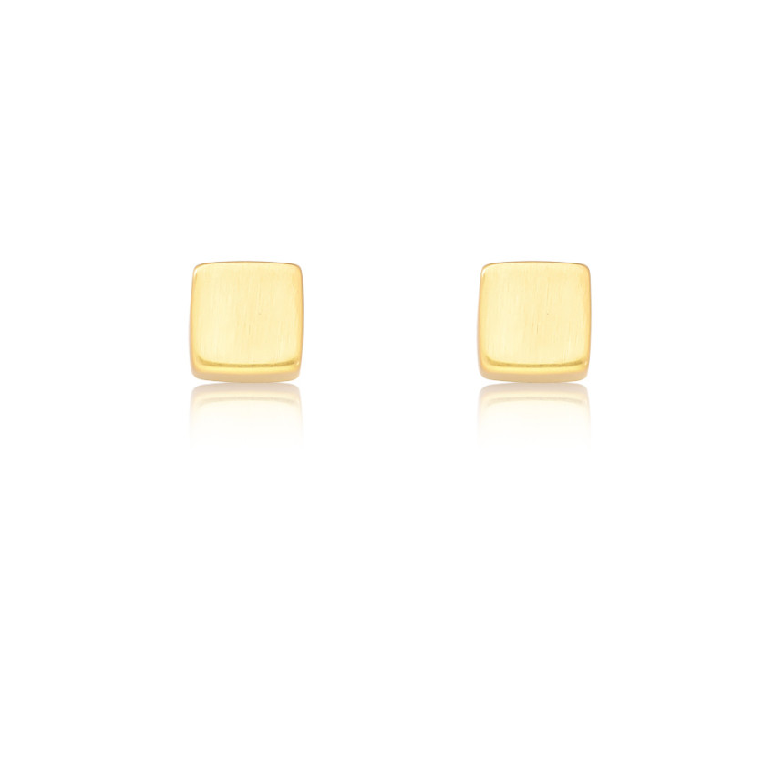 Brinco Fixo Quadrado Acetinado Folheado a Ouro 18k