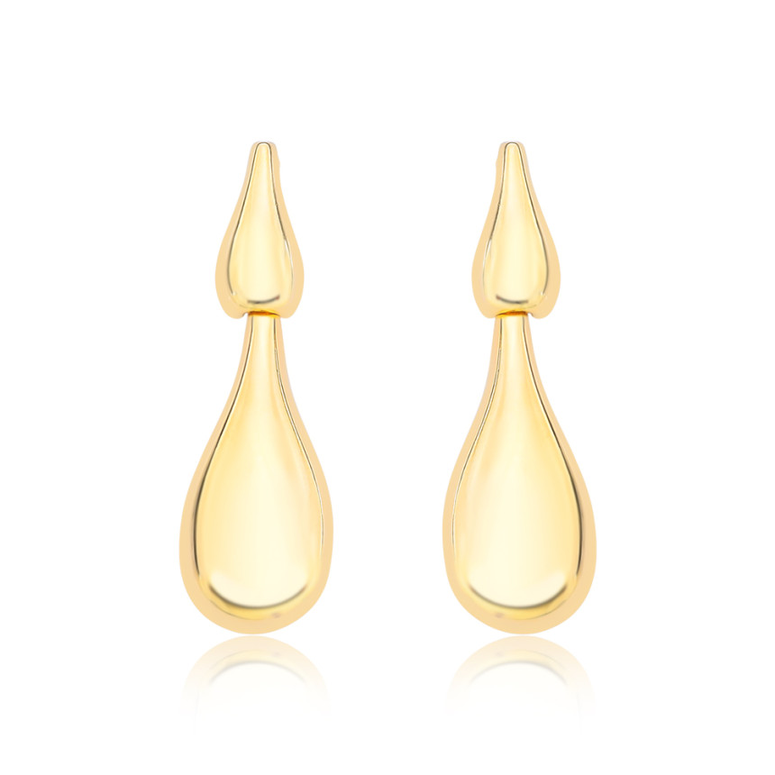 Brinco Duas Gotas Suspensas Folheado a Ouro 18k