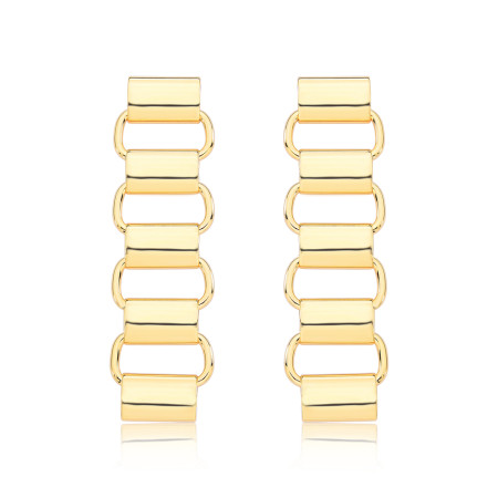 Brinco Elos e Tubos Lisos Folheado a Ouro 18k