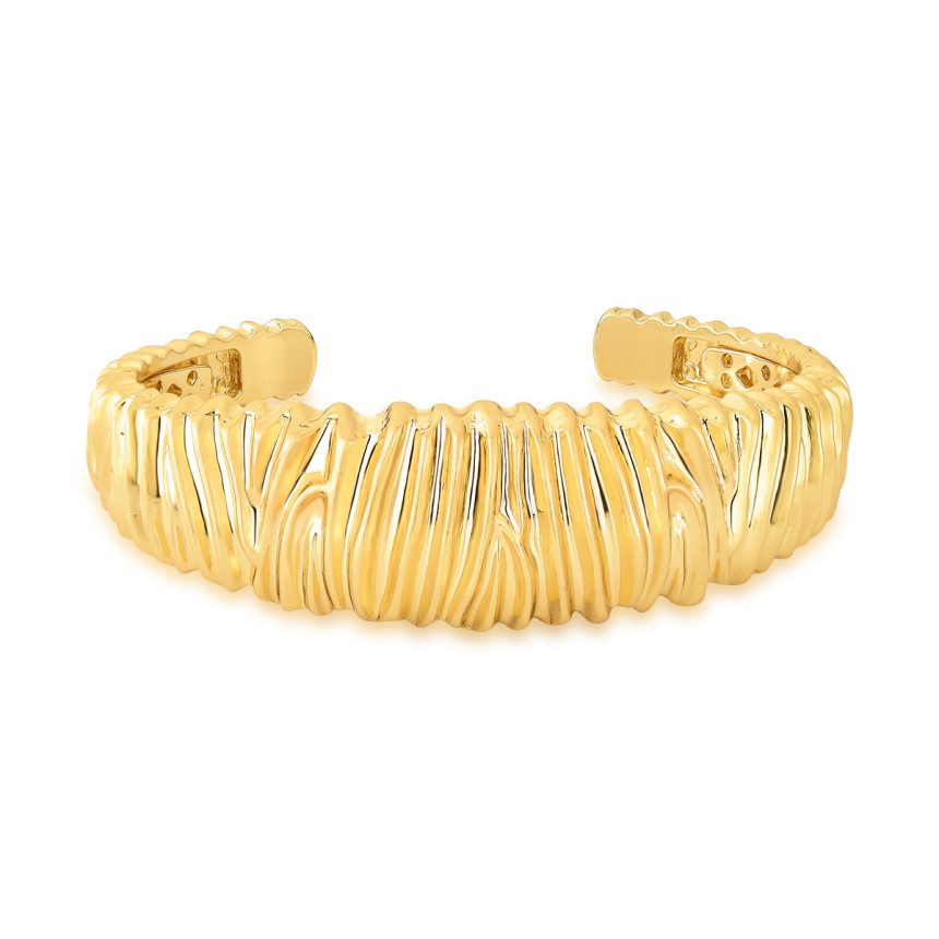 Bracelete Aberto Liso Gomos Folheado a Ouro 18k