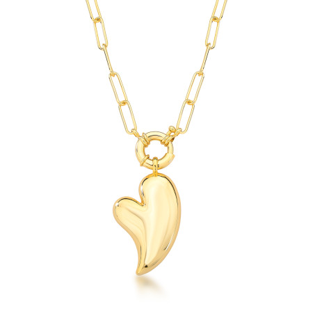 Gargantilha Cartier Coração Liso Estilizado Fecho Boia Folheado a Ouro 18k