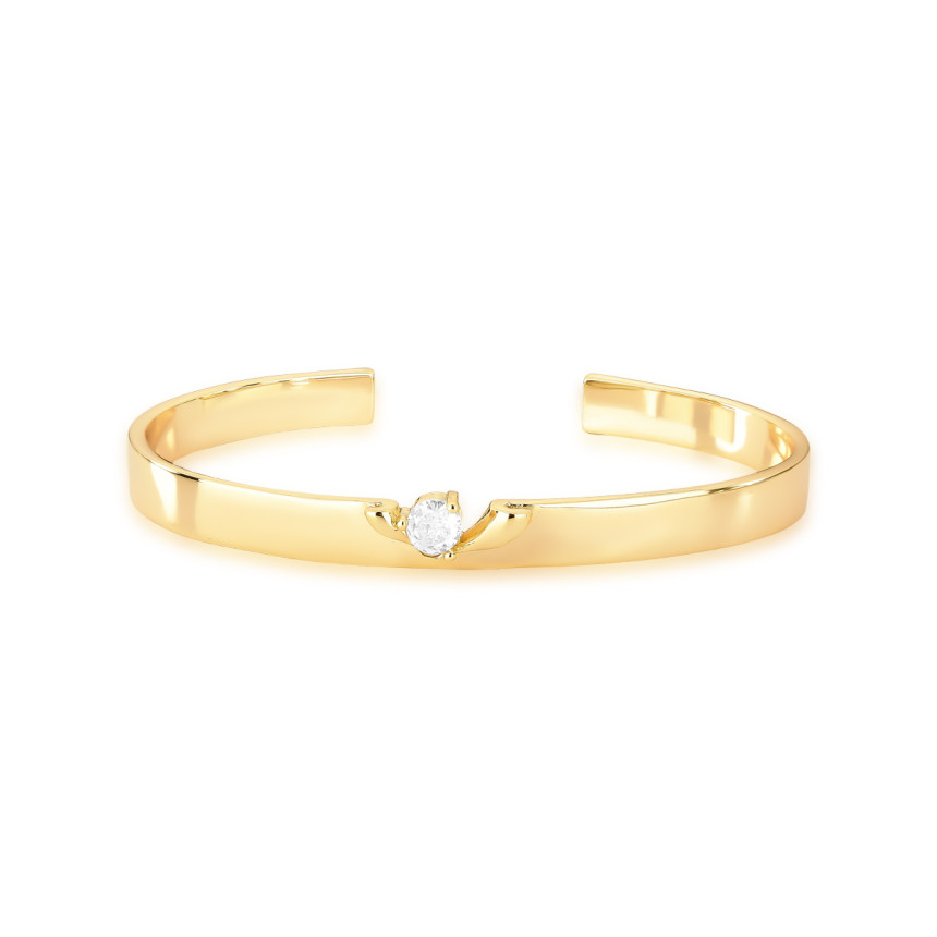 Bracelete Liso com Ponto Luz Folheado a Ouro 18k