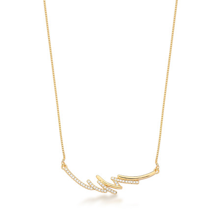 Gargantilha Veneziana Fios Lisos e Cravejados Folheada a Ouro 18k