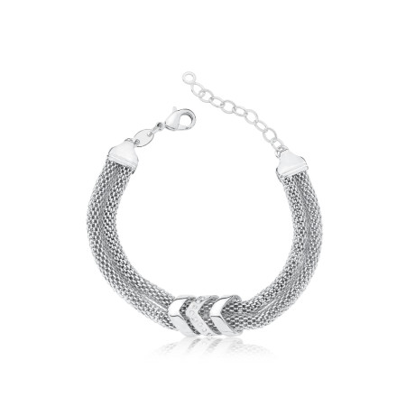 Pulseira Prata Leve Dupla Snake Aramada Elos Liso e Cravejado