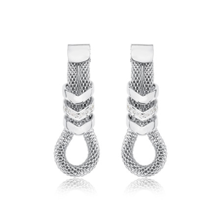 Brinco Prata Leve Snake Aramado Elos Liso e Cravejado
