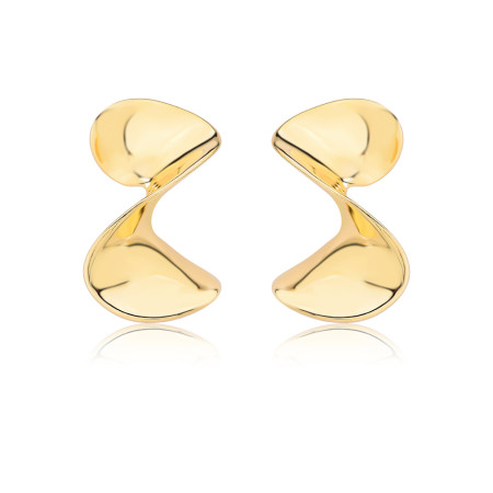 Brinco Fixo Liso Torcido Folheado a Ouro 18k