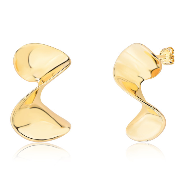 Brinco Fixo Liso Torcido Folheado a Ouro 18k