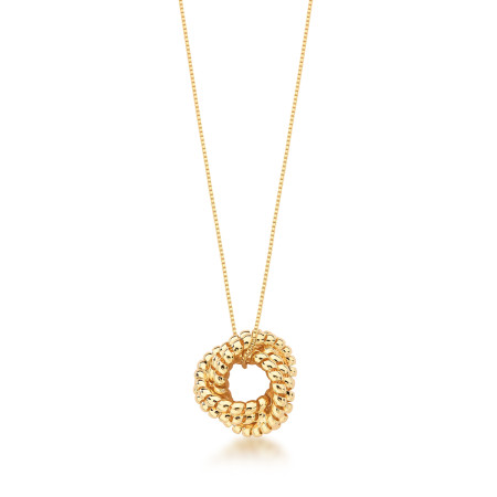 Gargantilha Veneziana c/ Pingente Torcido Entrelaçado Folheada a Ouro 18k