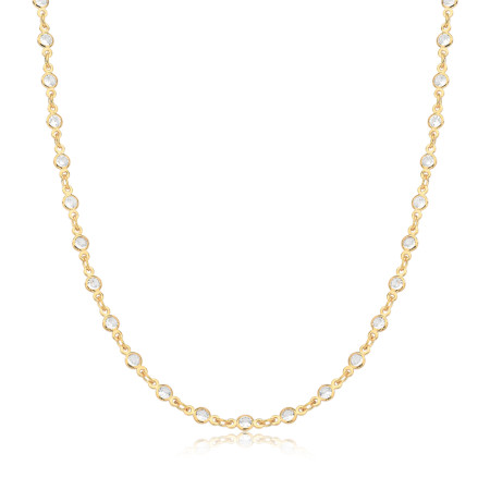 Choker Portuguesa c/ Zircônias Embutidas Folheada a Ouro 18k