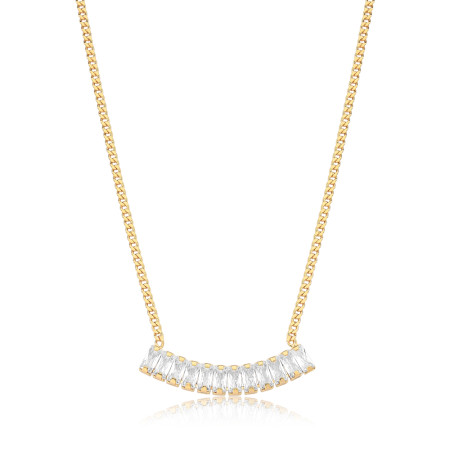 Gargantilha Grumezinha Riviera Baguete Folheada a Ouro 18k