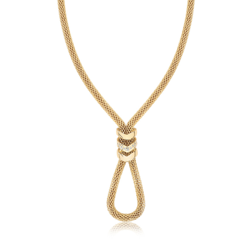 Gargantilha Snake Aramada c/ Elos Lisos e Cravejado Folheada a Ouro 18k