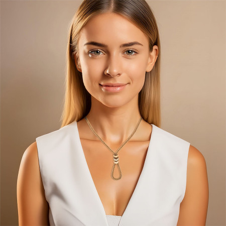 Gargantilha Snake Aramada c/ Elos Lisos e Cravejado Folheada a Ouro 18k