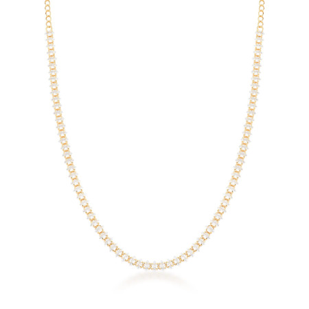Choker Riviera Zirconia Navete 4mm Folheada a Ouro 18k