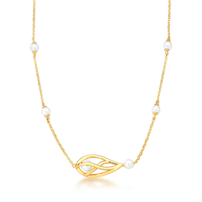 Choker Cartierzinha Gota Lisa c/ Pérolas Folheada a Ouro 18k