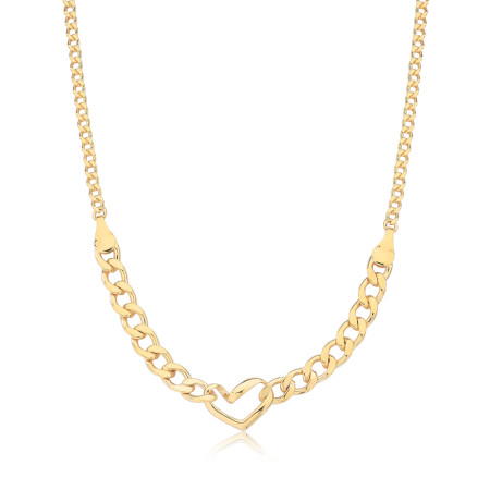 Choker Grumet 2mm e 5mm c/ Coração Central Folheada a Ouro 18k