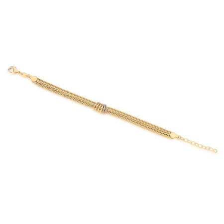 Pulseira Fita Dupla c/ Fivela 6 Fios Folheado a Ouro 18k