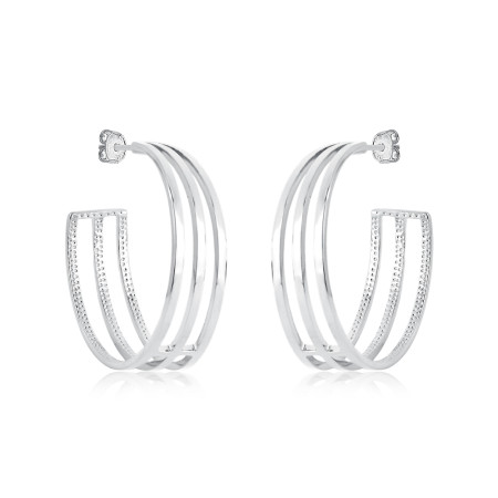 Argola Prata Leve Lisa 3 Fios 40mm