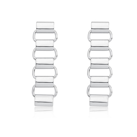 Brinco Prata Leve Elos e Tubos Lisos