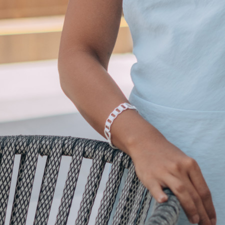 Pulseira Prata Leve Grumet Dupla c/ Elos e Tubos Lisos