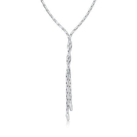 Gargantilha Prata Leve Gravatinha Entrelaçada Grãos de Arroz