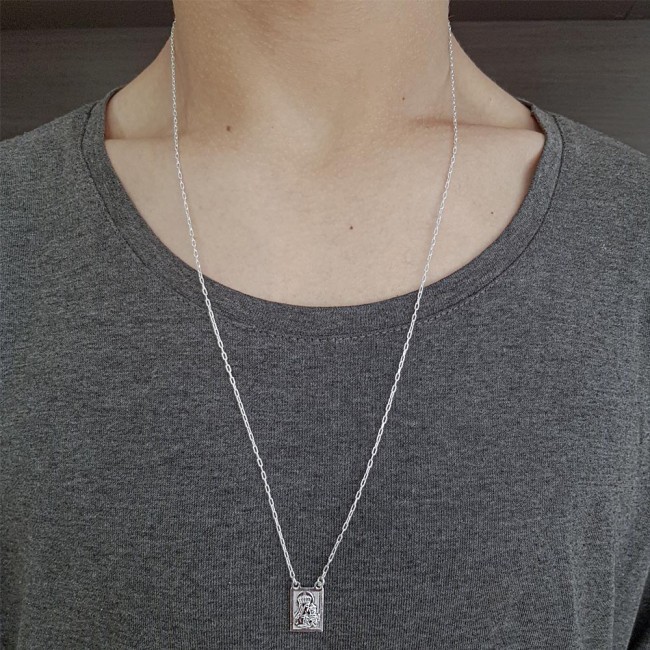 Escapulário Prata Nossa Senhora do Carmo e Sagrado Coração de Jesus Alto Relevo 60cm