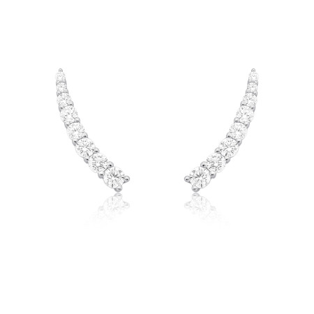 Brinco Prata c/ Ródio Ear Cuff 8 Mini Pontos Luz Decrescentes Cravejados