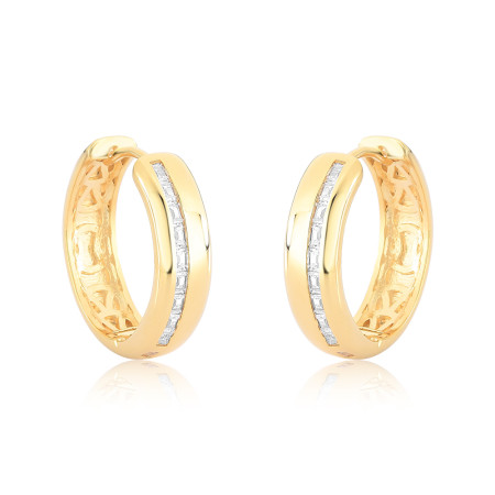 Argola Click Bojuda Redonda c/Fileira Cravejada Lateral 20mm Folheada a Ouro 18k