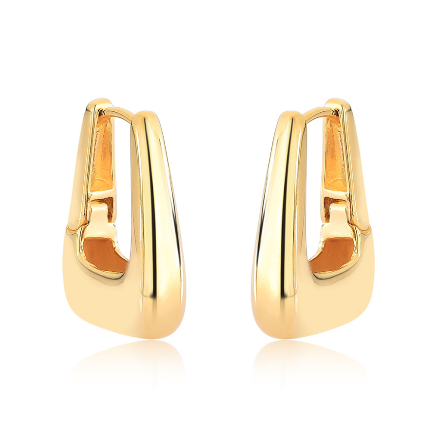 Argola Click Bojuda Quadrada 6mm Folheada a Ouro 18k