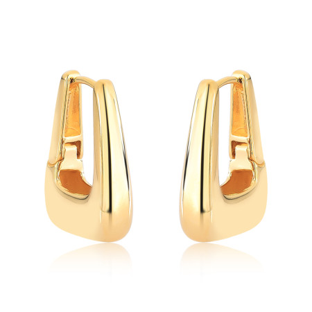 Argola Click Bojuda Quadrada 6mm Folheada a Ouro 18k