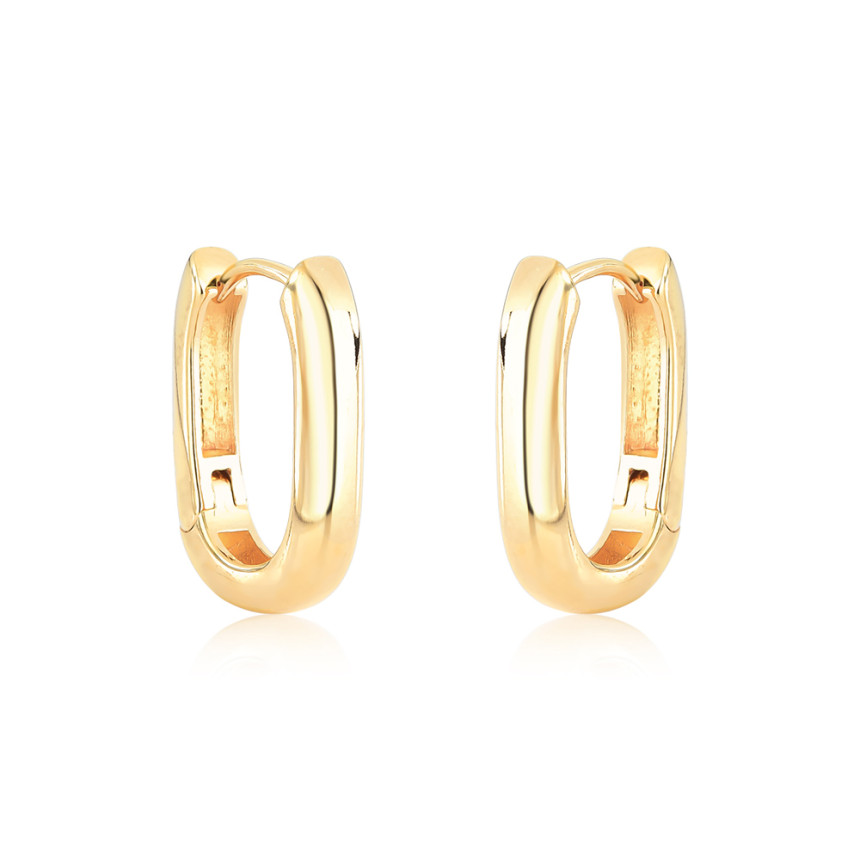 Argola Click Bojuda Oval 3mm Folheada a Ouro 18k