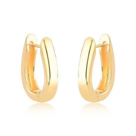 Argola Click Bojuda Oval 25mm Folheada a Ouro 18k