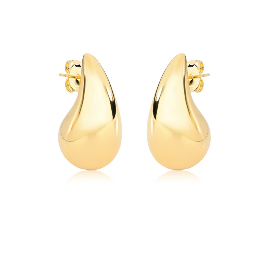 Brinco "Virgula" Liso 20mm Folheado a Ouro 18k