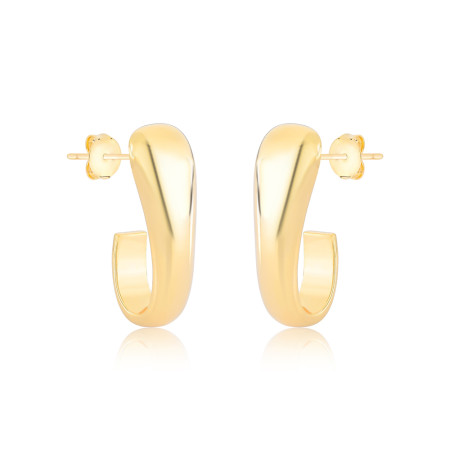 Brinco Gancho Liso Arredondado 28mm Folheado a Ouro 18k