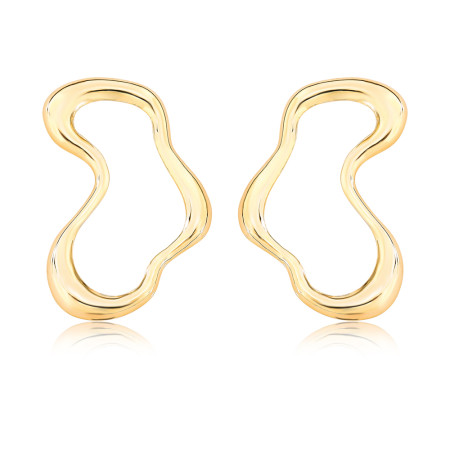 Brinco Orgânico Vazado Efeito "Amassado" Folheado a Ouro 18k