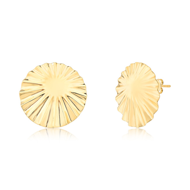 Brinco Orgânico Redondo Efeito "Amassado" Folheado a Ouro 18k