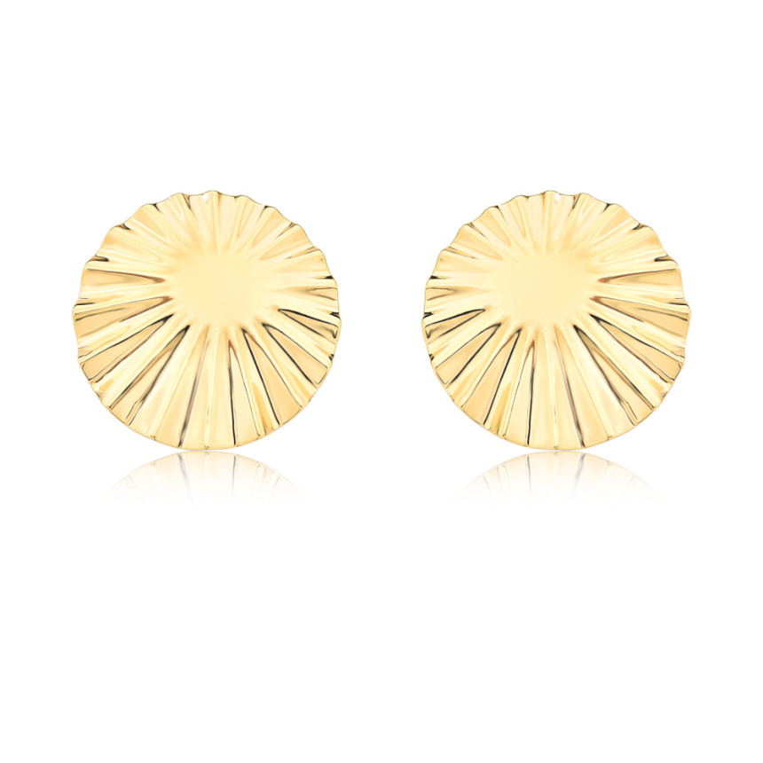 Brinco Orgânico Redondo Efeito "Amassado" Folheado a Ouro 18k
