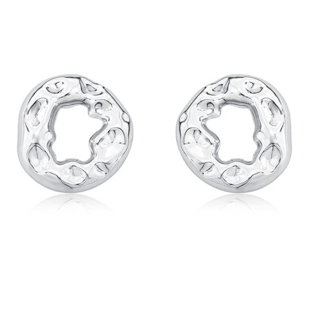 Brinco Prata Leve Aro Vazado Orgânico Efeito "Amassado"