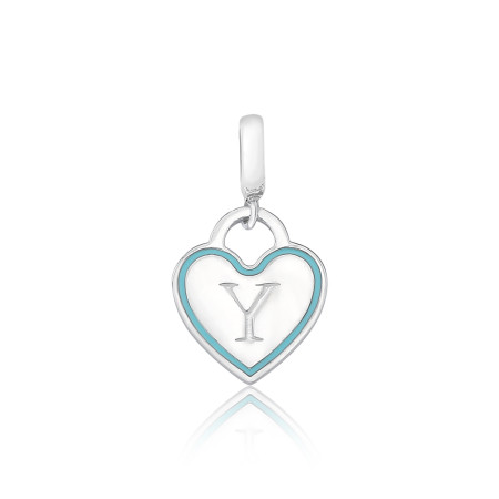 Berloque Prata You Argola Coração Letra Y