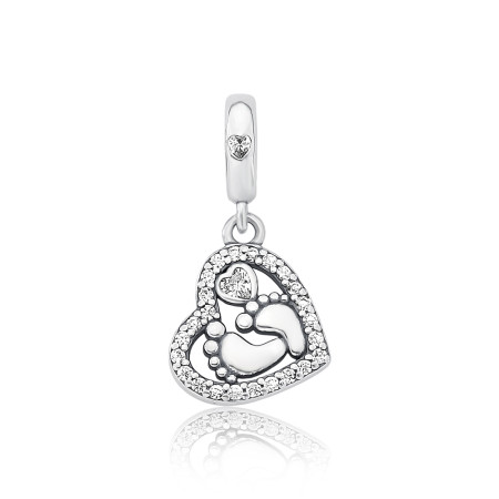 Berloque Prata c/ Ródio You Argola Coração Vazado Pezinhos