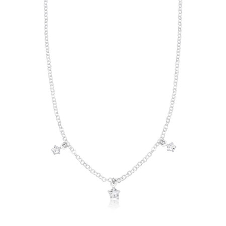 Gargantilha Prata Leve Infantil Trio Zircônia Estrela