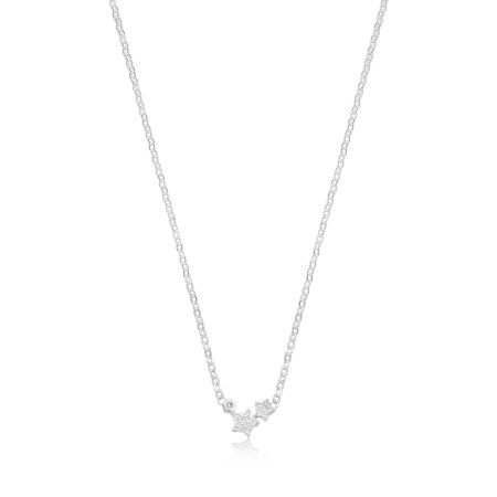 Gargantilha Prata Leve Infantil Estrelas Cravejadas c/ Ponto Luz