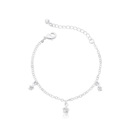 Pulseira Prata Leve Infantil Trio Zircônia Estrela