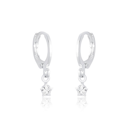 Argola Prata Leve Click Infantil c/ Zircônia Estrela