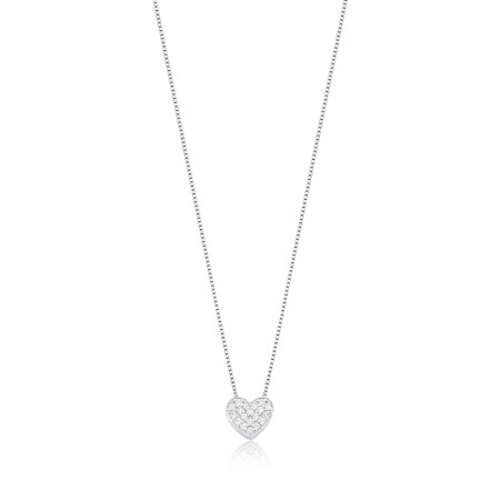 Gargantilha Prata c/ Ródio Coração Cravejado 7mm