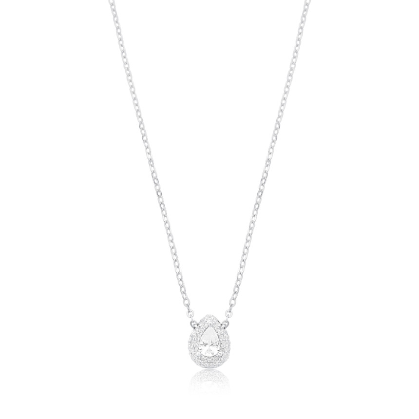Gargantilha Prata c/ Ródio Cartierzinha Gota Ponto Luz Cravejada