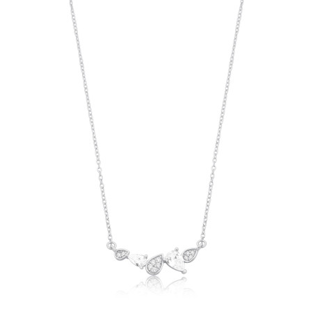 Gargantilha Prata c/ Ródio Cartierzinha Gotas Pontos Luz e Cravejadas